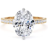 18ct Yellow Gold and Platinum Compass Set 2.70cttw Oval Lab Grown Diamond Set Shoulder Solitaire Engagement Ring - Ring Size V.5