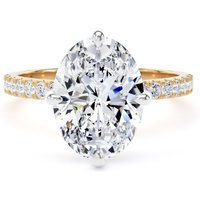 18ct Yellow Gold and Platinum Compass Set 3.25cttw Oval Lab Grown Diamond Set Shoulder Solitaire Engagement Ring - Ring Size L.5