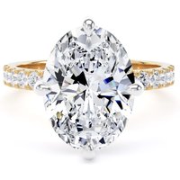 18ct Yellow Gold and Platinum Compass Set 4.25cttw Oval Lab Grown Diamond Set Shoulder Solitaire Engagement Ring - Ring Size H