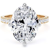 18ct Yellow Gold and Platinum Compass Set 5.25cttw Oval Lab Grown Diamond Set Shoulder Solitaire Engagement Ring - Ring Size G.5