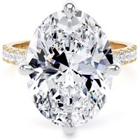 18ct Yellow Gold and Platinum Compass Set 7.25cttw Oval Lab Grown Diamond Set Shoulder Solitaire Engagement Ring - Ring Size Q