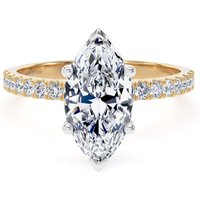 18ct Yellow Gold and Platinum 2.20cttw Marquise Cut Lab Grown Diamond Set Shoulder Solitaire Engagement Ring - Ring Size G
