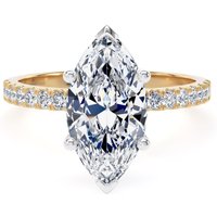 18ct Yellow Gold and Platinum 2.70cttw Marquise Cut Lab Grown Diamond Set Shoulder Solitaire Engagement Ring - Ring Size Y.5