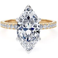 18ct Yellow Gold and Platinum 3.25cttw Marquise Cut Lab Grown Diamond Set Shoulder Solitaire Engagement Ring - Ring Size W