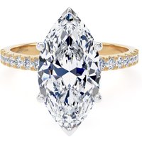 18ct Yellow Gold and Platinum 4.25cttw Marquise Cut Lab Grown Diamond Set Shoulder Solitaire Engagement Ring - Ring Size M.5
