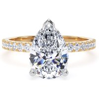 18ct Yellow Gold and Platinum 2.20cttw Pear Cut Lab Grown Diamond Set Shoulder Solitaire Engagement Ring - Ring Size W.5