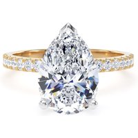 18ct Yellow Gold and Platinum 2.70cttw Pear Cut Lab Grown Diamond Set Shoulder Solitaire Engagement Ring - Ring Size Q