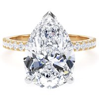 18ct Yellow Gold and Platinum 4.25cttw Pear Cut Lab Grown Diamond Set Shoulder Solitaire Engagement Ring - Ring Size K.5