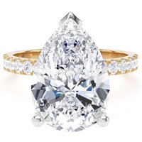 18ct Yellow Gold and Platinum 5.25cttw Pear Cut Lab Grown Diamond Set Shoulder Solitaire Engagement Ring - Ring Size S