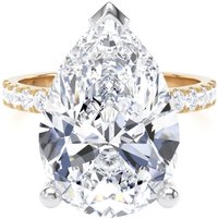 18ct Yellow Gold and Platinum 7.25cttw Pear Cut Lab Grown Diamond Set Shoulder Solitaire Engagement Ring - Ring Size H
