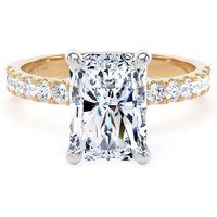18ct Yellow Gold and Platinum 3.25cttw Radiant Cut Lab Grown Diamond Set Shoulder Solitaire Engagement Ring - Ring Size S