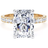18ct Yellow Gold and Platinum 5.25cttw Radiant Cut Lab Grown Diamond Set Shoulder Solitaire Engagement Ring - Ring Size J