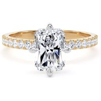 18ct Yellow Gold and Platinum Compass Set 2.20cttw Radiant Lab Grown Diamond Set Shoulder Solitaire Engagement Ring - Ring Size X.5