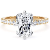18ct Yellow Gold and Platinum Compass Set 2.70cttw Radiant Lab Grown Diamond Set Shoulder Solitaire Engagement Ring - Ring Size P.5