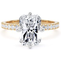 18ct Yellow Gold and Platinum Compass Set 3.25cttw Radiant Lab Grown Diamond Set Shoulder Solitaire Engagement Ring - Ring Size Y.5