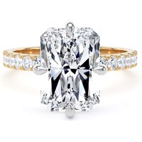 18ct Yellow Gold and Platinum Compass Set 5.25cttw Radiant Lab Grown Diamond Set Shoulder Solitaire Engagement Ring - Ring Size P