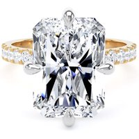 18ct Yellow Gold and Platinum Compass Set 7.25cttw Radiant Lab Grown Diamond Set Shoulder Solitaire Engagement Ring - Ring Size R