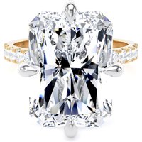 18ct Yellow Gold and Platinum Compass Set 10.25cttw Radiant Lab Grown Diamond Set Shoulder Solitaire Engagement Ring - Ring Size T