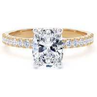18ct Yellow Gold and Platinum 1.70cttw Elongated Cushion Cut Lab Grown Diamond Set Shoulder Solitaire Engagement Ring - Ring Size S