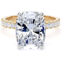 18ct Yellow Gold and Platinum 5.25cttw Elongated Cushion Cut Lab Grown Diamond Set Shoulder Solitaire Engagement Ring - Ring Size K.5