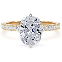 18ct Yellow Gold and Platinum Compass Set 2.20cttw Cushion Lab Grown Diamond Set Shoulder Solitaire Engagement Ring - Ring Size Q
