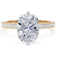 18ct Yellow Gold and Platinum Compass Set 2.70cttw Cushion Lab Grown Diamond Set Shoulder Solitaire Engagement Ring - Ring Size R
