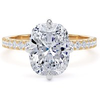 18ct Yellow Gold and Platinum Compass Set 3.25cttw Cushion Lab Grown Diamond Set Shoulder Solitaire Engagement Ring - Ring Size R.5