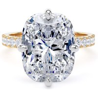 18ct Yellow Gold and Platinum Compass Set 7.25cttw Cushion Lab Grown Diamond Set Shoulder Solitaire Engagement Ring - Ring Size U