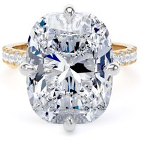 18ct Yellow Gold and Platinum Compass Set 10.25cttw Cushion Lab Grown Diamond Set Shoulder Solitaire Engagement Ring - Ring Size I.5