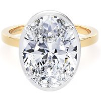 18ct Yellow Gold and Platinum 5.19cttw Oval Cut Lab Grown Diamond Hidden Halo Solitaire Engagement Ring - Ring Size H.5