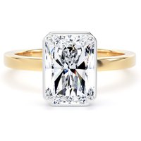 18ct Yellow Gold and Platinum 3.15cttw Radiant Cut Lab Grown Diamond Hidden Halo Solitaire Engagement Ring - Ring Size H.5