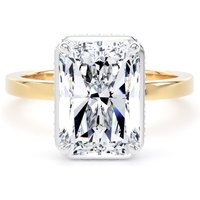 18ct Yellow Gold and Platinum 5.19cttw Radiant Cut Lab Grown Diamond Hidden Halo Solitaire Engagement Ring - Ring Size L.5