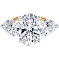 18ct Yellow Gold and Platinum 9.00cttw Oval and Pear Cut Lab Grown Diamond 3 Stone Engagement Ring - Ring Size V.5