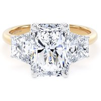 18ct Yellow Gold and Platinum 5.20cttw Radiant and Trapezoid Cut Lab Grown Diamond 3 Stone Engagement Ring - Ring Size J