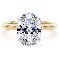 18ct Yellow Gold and Platinum 3.00cttw Oval Cut Lab Grown Diamond Solitaire Engagement Ring - Ring Size X