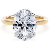 18ct Yellow Gold and Platinum 4.00cttw Oval Cut Lab Grown Diamond Solitaire Engagement Ring - Ring Size P