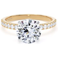 18ct Yellow Gold and Platinum 2.20cttw Round Lab Grown Diamond Set Shoulder Solitaire Engagement Ring - Ring Size J.5