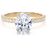 18ct Yellow Gold and Platinum 1.70cttw Oval Lab Grown Diamond Set Shoulder Solitaire Engagement Ring - Ring Size L.5