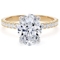 18ct Yellow Gold and Platinum 2.20cttw Oval Lab Grown Diamond Set Shoulder Solitaire Engagement Ring - Ring Size O.5