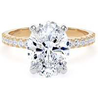 18ct Yellow Gold and Platinum 2.70cttw Oval Lab Grown Diamond Set Shoulder Solitaire Engagement Ring - Ring Size W