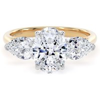 18ct Yellow Gold and Platinum 2.00cttw Oval and Pear Cut Lab Grown Diamond 3 Stone Engagement Ring - Ring Size L