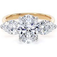 18ct Yellow Gold and Platinum 2.66cttw Oval and Pear Cut Lab Grown Diamond 3 Stone Engagement Ring - Ring Size Q