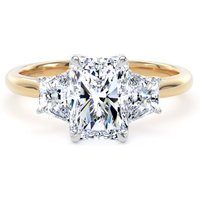 18ct Yellow Gold and Platinum 2.20cttw Radiant and Trapezoid Cut Lab Grown Diamond 3 Stone Engagement Ring - Ring Size K