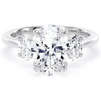 Platinum 2.60cttw Oval Cut Lab Grown Diamond 3 Stone Engagement Ring - Ring Size S.5
