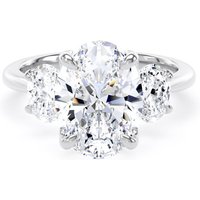 Platinum 4.00cttw Oval Cut Lab Grown Diamond 3 Stone Engagement Ring - Ring Size N