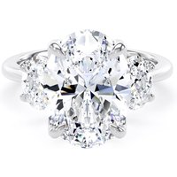 Platinum 5.20cttw Oval Cut Lab Grown Diamond 3 Stone Engagement Ring - Ring Size R.5