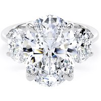 Platinum 6.60cttw Oval Cut Lab Grown Diamond 3 Stone Engagement Ring - Ring Size K
