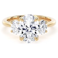 18ct Yellow Gold 2.60cttw Oval Cut Lab Grown Diamond 3 Stone Engagement Ring - Ring Size W.5