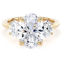 18ct Yellow Gold 4.00cttw Oval Cut Lab Grown Diamond 3 Stone Engagement Ring - Ring Size Z