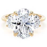 18ct Yellow Gold 5.20cttw Oval Cut Lab Grown Diamond 3 Stone Engagement Ring - Ring Size V